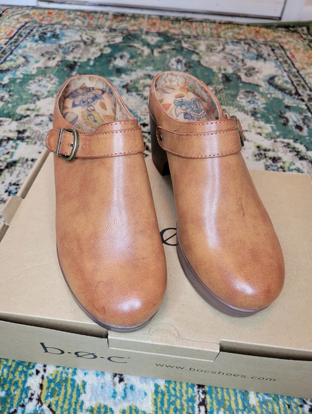 B.O.C Adel Tan Vintage Inspired Platform Chunky Clog Heel, Size Womens 9.5 - Picture 2 of 8